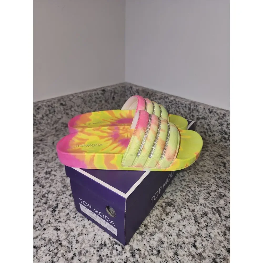 Top Moda GEM-1 Yellow/Multi Tie Dye Sandals